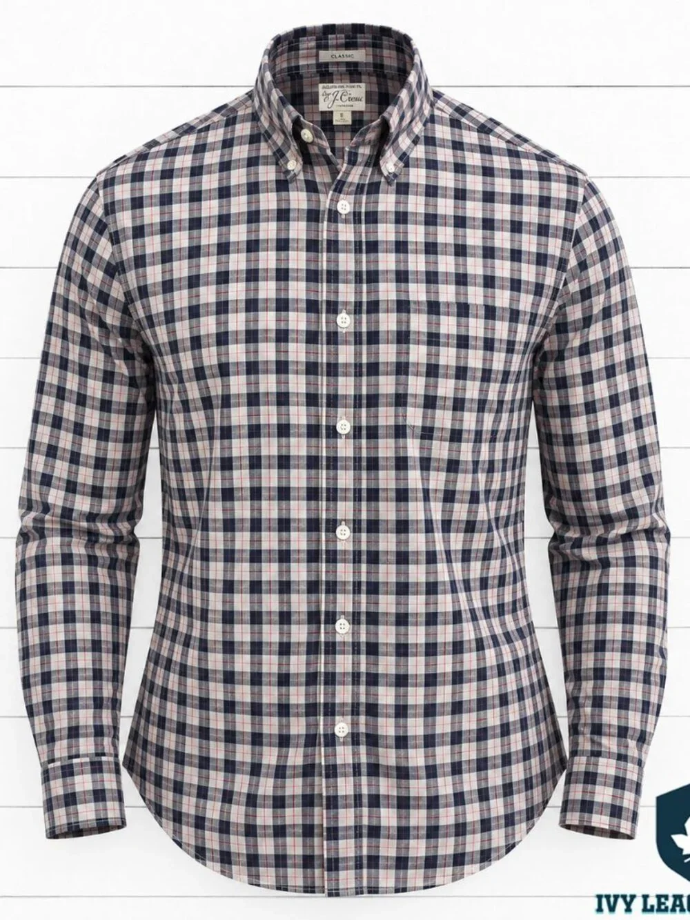 J.Crew Secret Wash Plaid Button Down Shirt Large Organic Cotton Stretch Classic